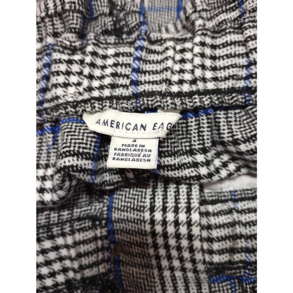 American Eagle shorts size 4 black white blue plaid high rise double button 3" - Picture 5 of 7
